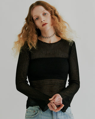 BELL SLEEVE MESH KNIT