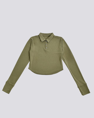 SLUB POLO COLLAR TOPS