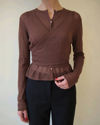 LAYERED SHEER CROSS CARDIGAN