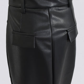 LEATHER CUT TIGHT SKIRT