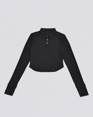 SLUB POLO COLLAR TOPS