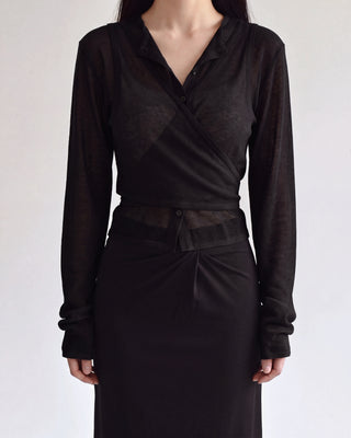 LAYERED SHEER CROSS CARDIGAN
