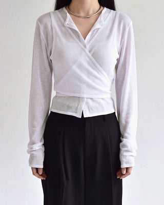 LAYERED SHEER CROSS CARDIGAN