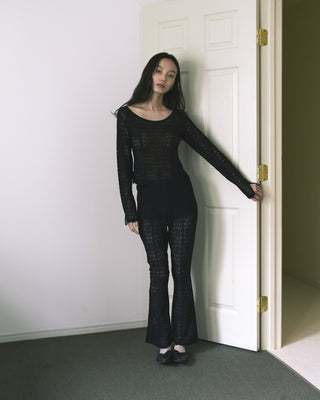 LACE TEXTURE FLARE PANTS