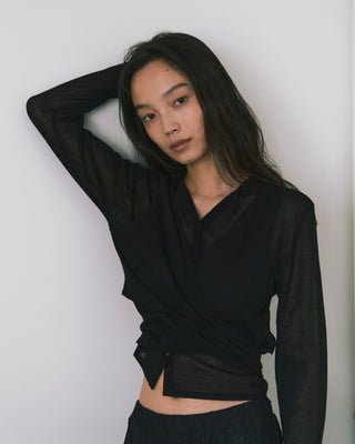 LAYERED SHEER CROSS CARDIGAN