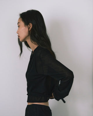 LAYERED SHEER CROSS CARDIGAN