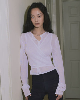 LAYERED SHEER CROSS CARDIGAN