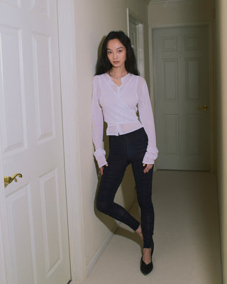 LAYERED SHEER CROSS CARDIGAN