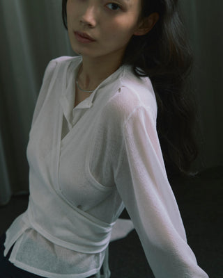 LAYERED SHEER CROSS CARDIGAN