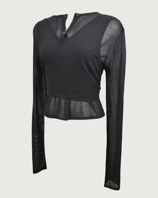 LAYERED SHEER CROSS CARDIGAN