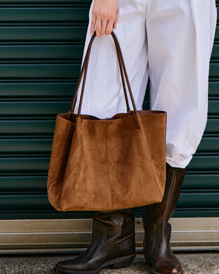 FAUX SUEDE TOTE BAG