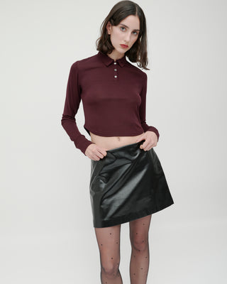 SLUB POLO COLLAR TOPS