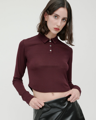 SLUB POLO COLLAR TOPS