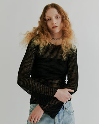 BELL SLEEVE MESH KNIT