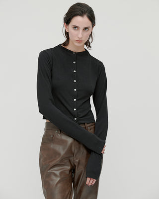 SMOOTH STAND NECK CARDIGAN