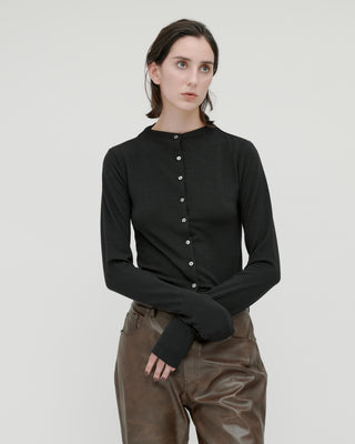 SMOOTH STAND NECK CARDIGAN
