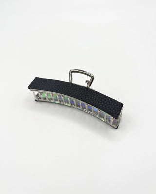 SILVER LEATHER HAIR CLIP