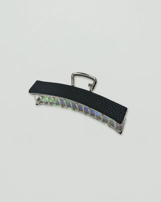 SILVER LEATHER HAIR CLIP