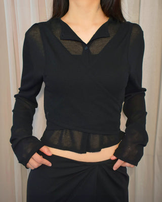 LAYERED SHEER CROSS CARDIGAN