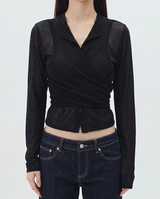 LAYERED SHEER CROSS CARDIGAN