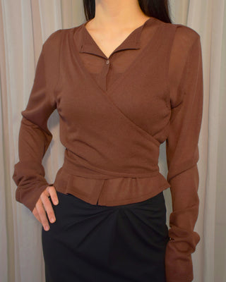 LAYERED SHEER CROSS CARDIGAN