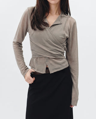LAYERED SHEER CROSS CARDIGAN