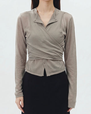 LAYERED SHEER CROSS CARDIGAN